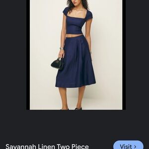 Reformation A-Line Navy Skirt